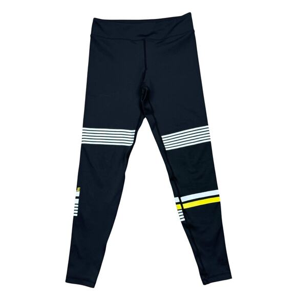 Lilybod x Soul Cycle Yellow and White Stripe Black Leggings, Size Large - Picture 2 of 5